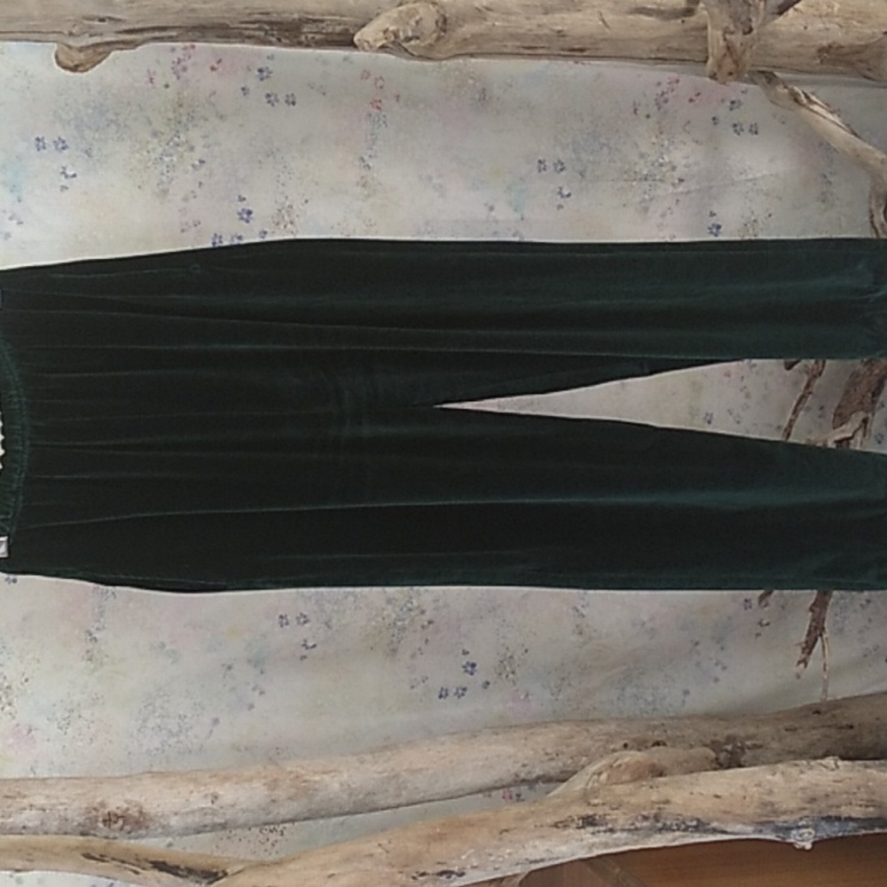 Valenti Women's Size Small Forest/Hunter Green Velvet Pull On Pants *Altered*